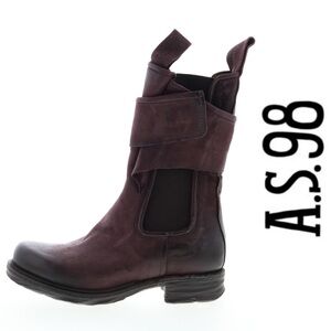 A.S.98 Deep Burgundy Leather Slip On Chelsea Boots